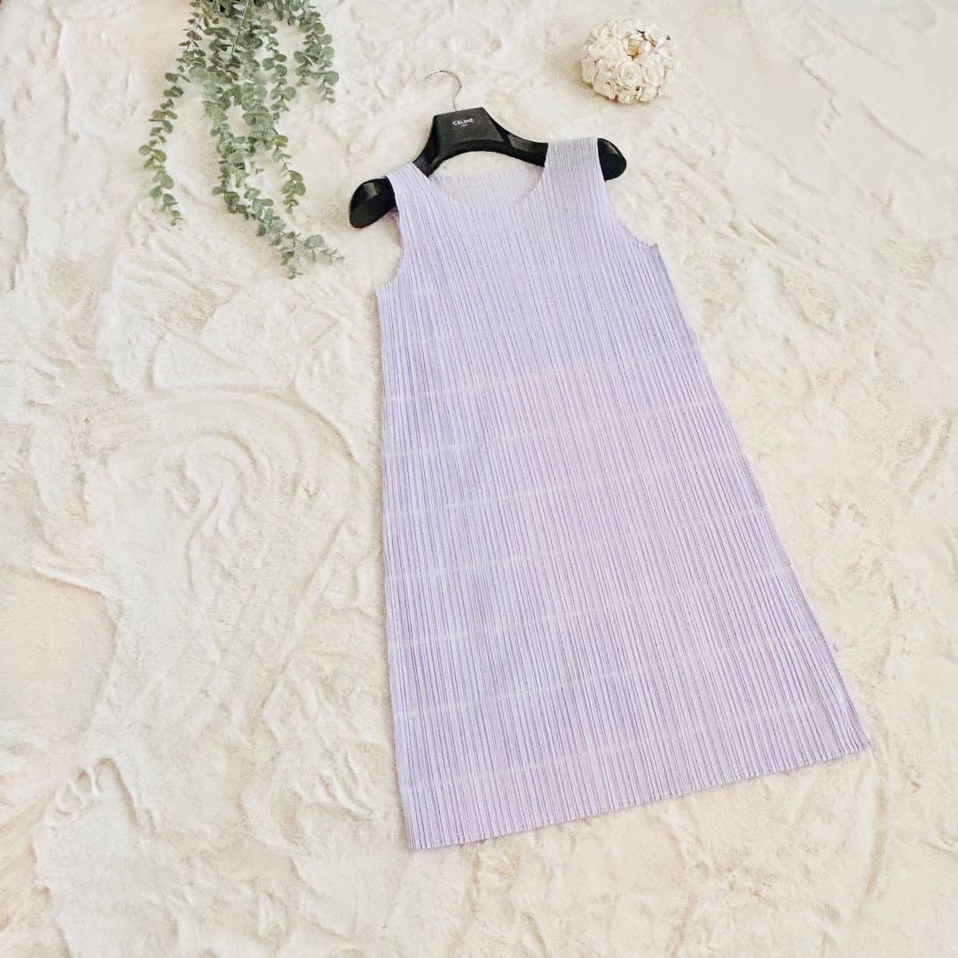未使用❤️近年✨プリーツプリーズ ノースリーブ チュニック パープル春色