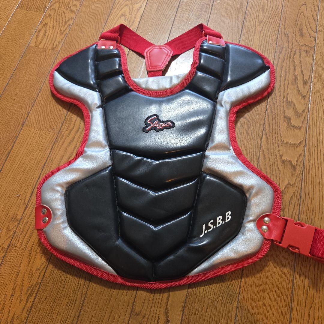 久保田スラッガー 軟式 少年用 キャッチャー防具 ブラックシルバーレッド