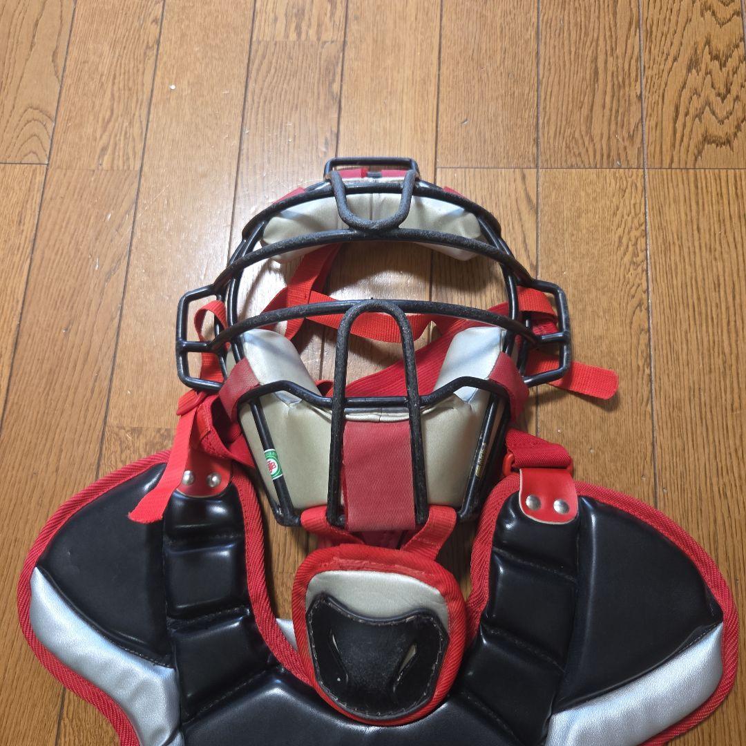 久保田スラッガー 軟式 少年用 キャッチャー防具 ブラックシルバーレッド