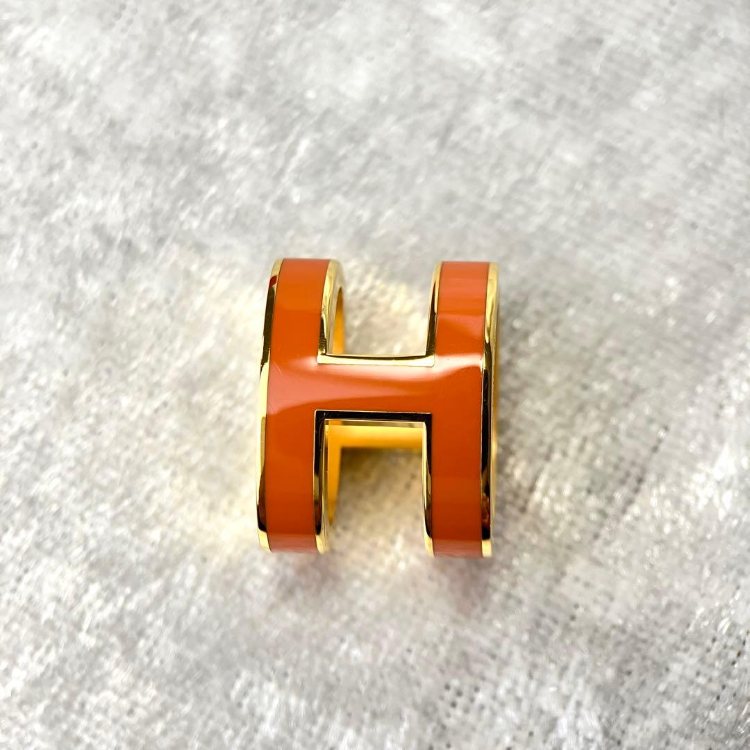 エルメス ポップアッシュ Hモチーフ ペンダントトップ オレンジ × ゴールド