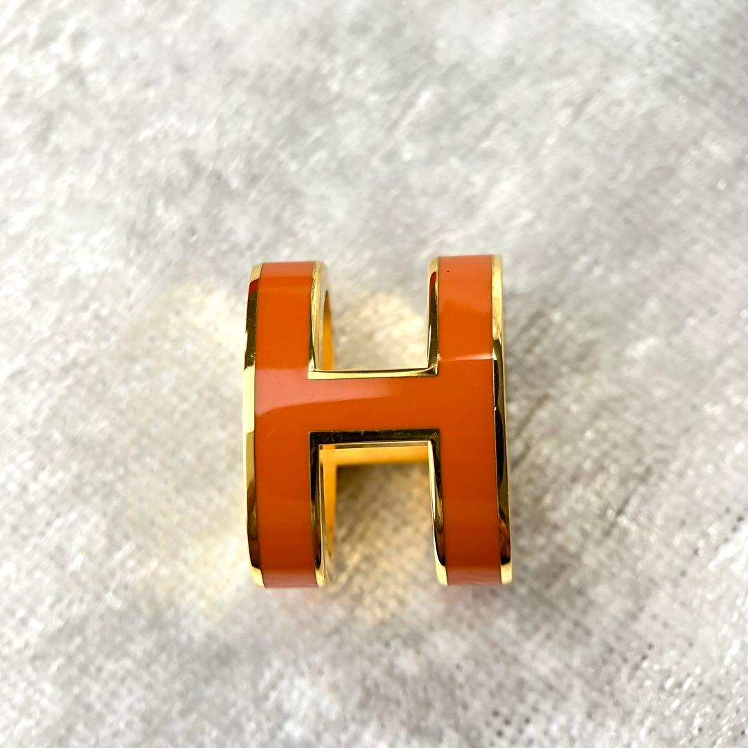 エルメス ポップアッシュ Hモチーフ ペンダントトップ オレンジ × ゴールド