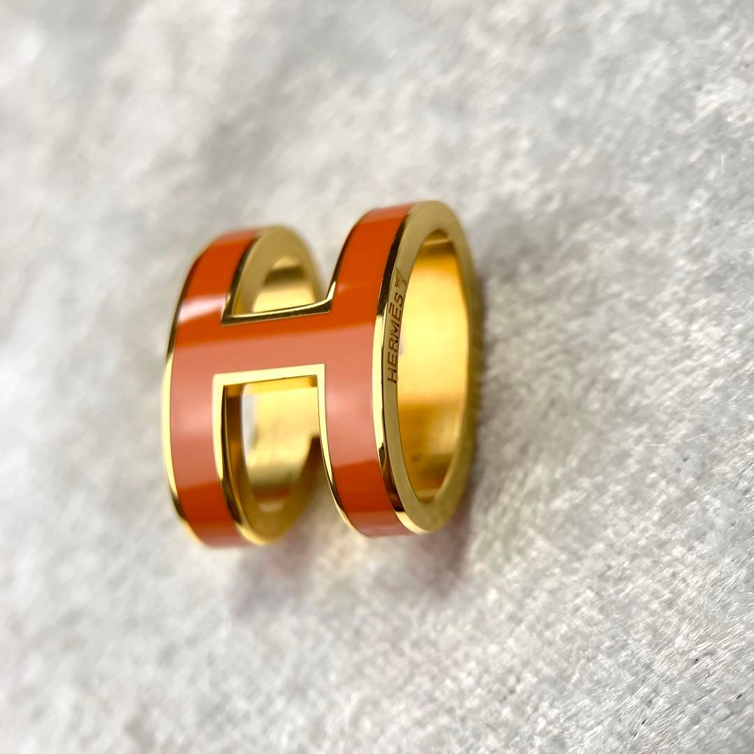 エルメス ポップアッシュ Hモチーフ ペンダントトップ オレンジ × ゴールド