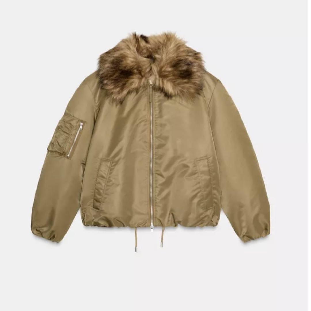 ZARA フェイクファー襟 ボンバージャケット ZW Sサイズ　新品