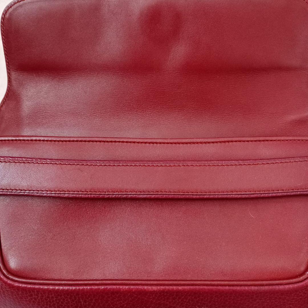 レザー フラップクラッチバッグ バーガンディ