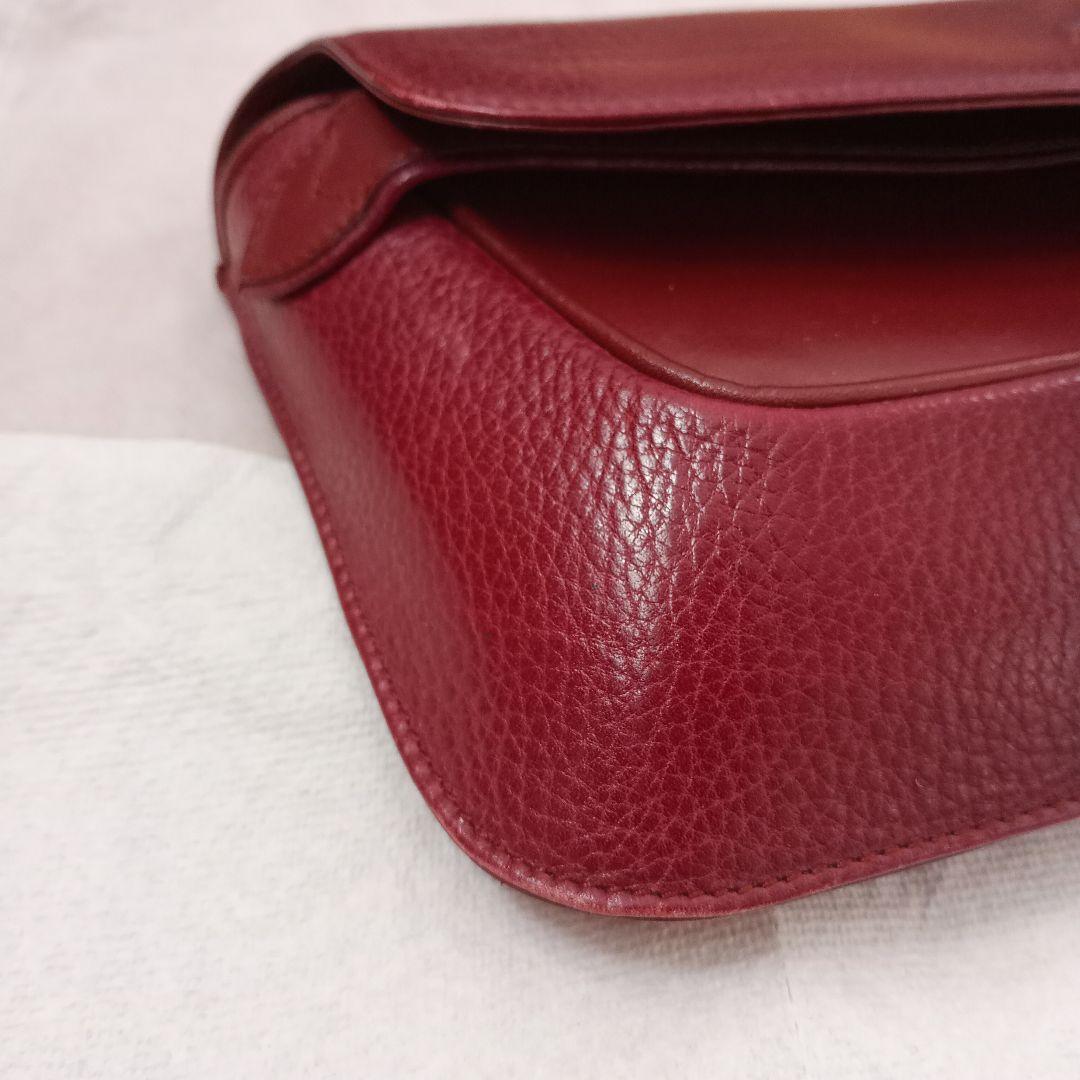 レザー フラップクラッチバッグ バーガンディ