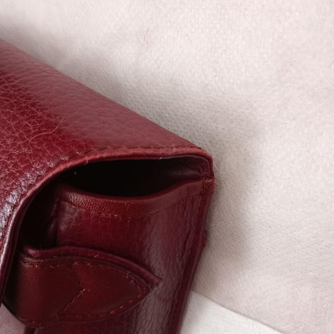 レザー フラップクラッチバッグ バーガンディ