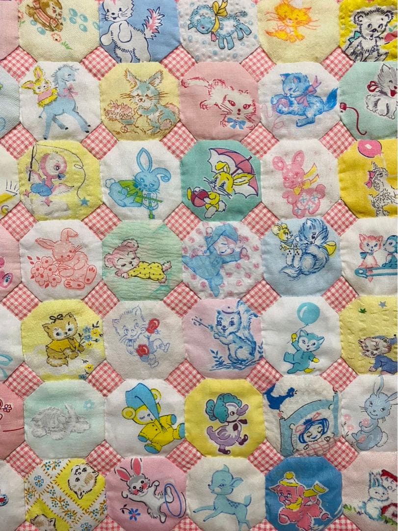 パッチワークキルト　ビンテージのオクタゴンのキルト