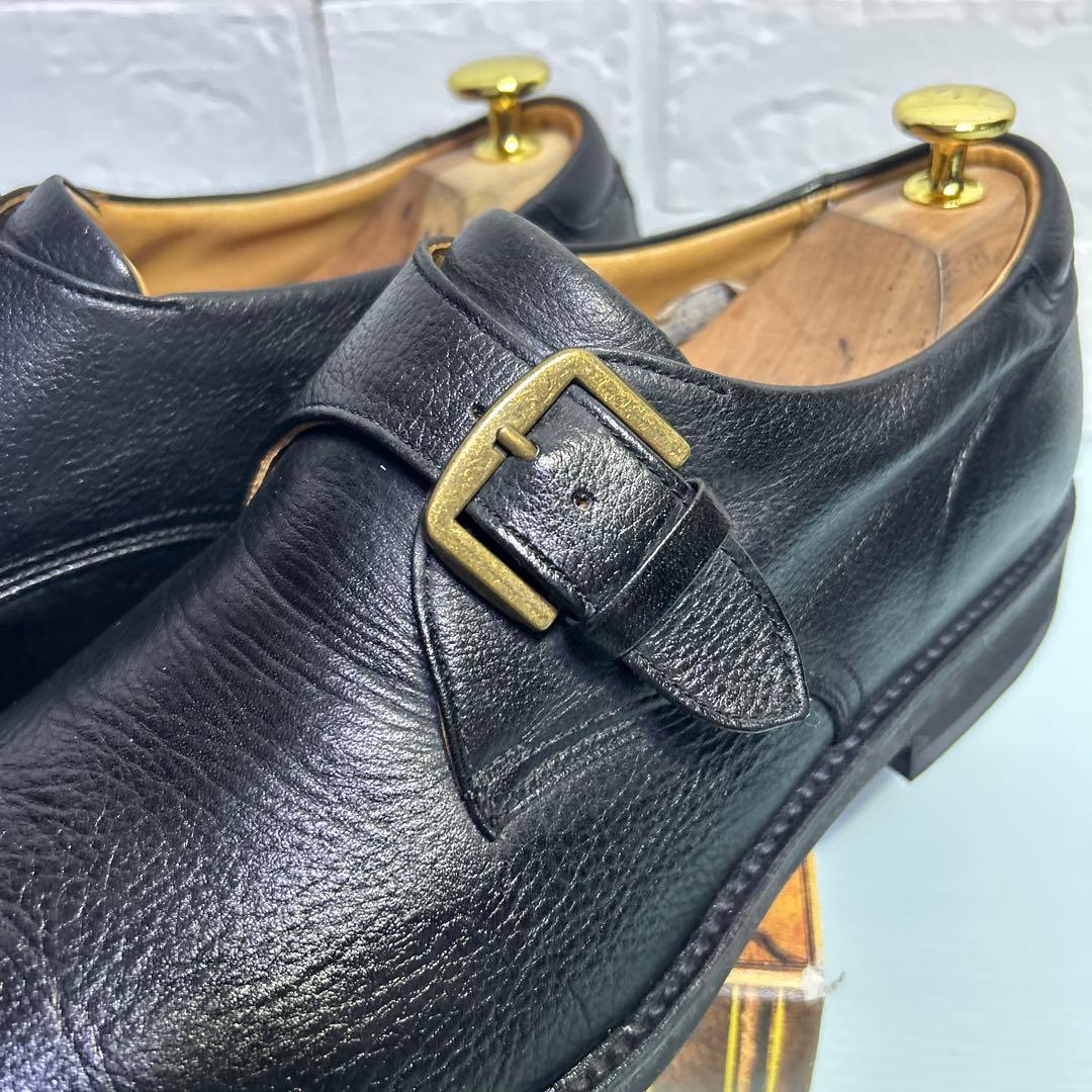 リーガルウォーカー　プレーントゥ　シボ加工　25.5 モンクストラップ　ブラック