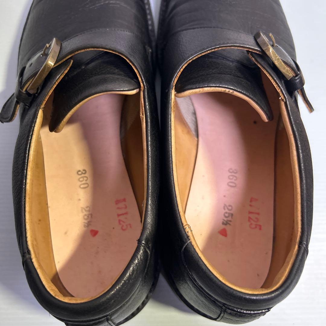 リーガルウォーカー　プレーントゥ　シボ加工　25.5 モンクストラップ　ブラック