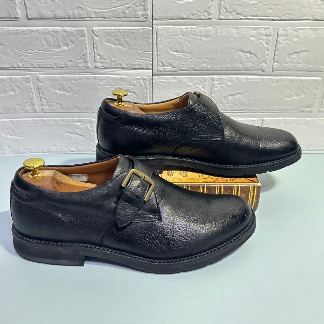 リーガルウォーカー　プレーントゥ　シボ加工　25.5 モンクストラップ　ブラック