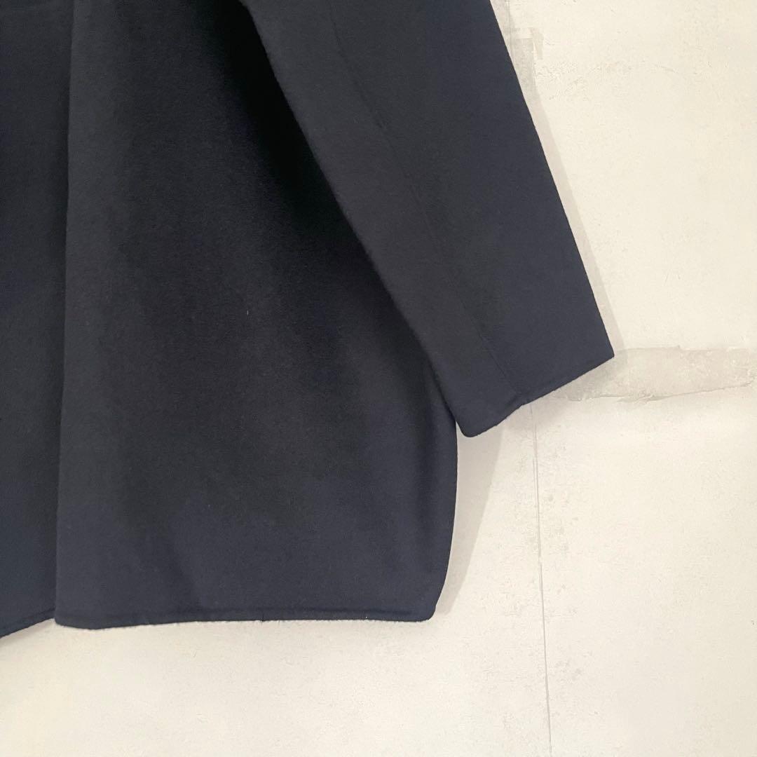 【美品】かぐれ　kagure ウールステンカラーショートコート　ネイビー