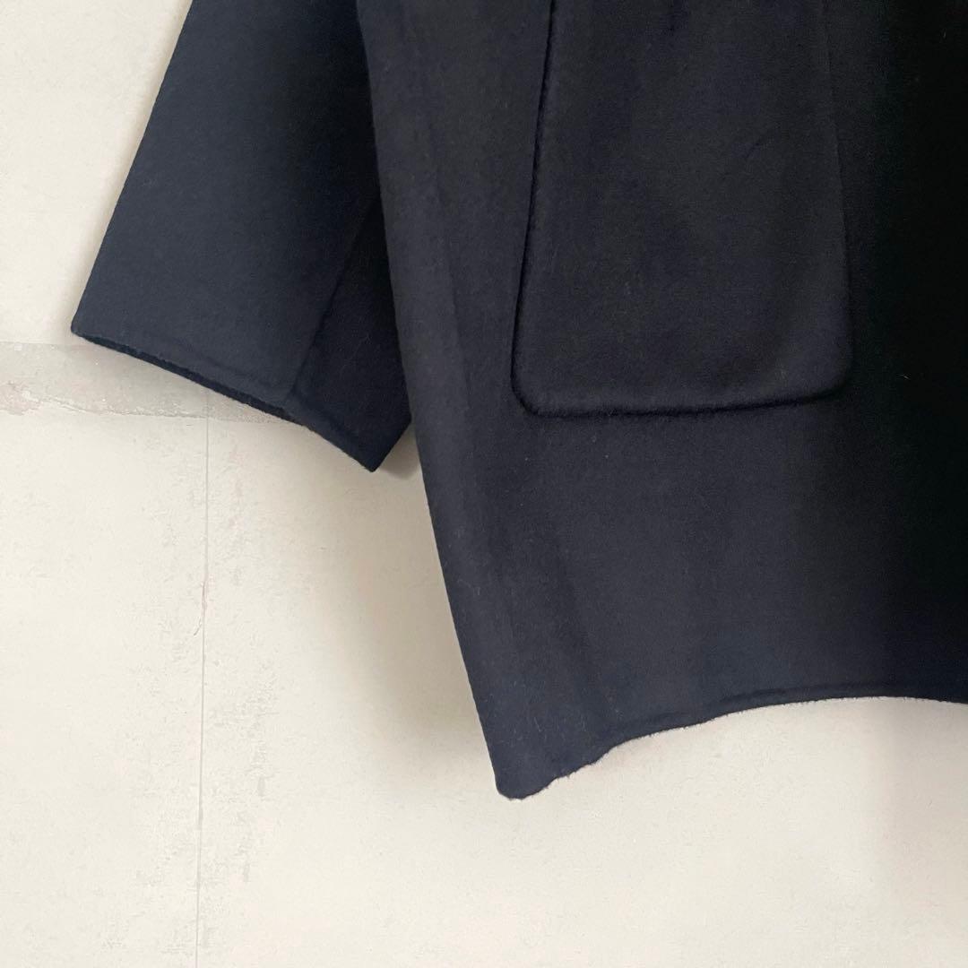 【美品】かぐれ　kagure ウールステンカラーショートコート　ネイビー