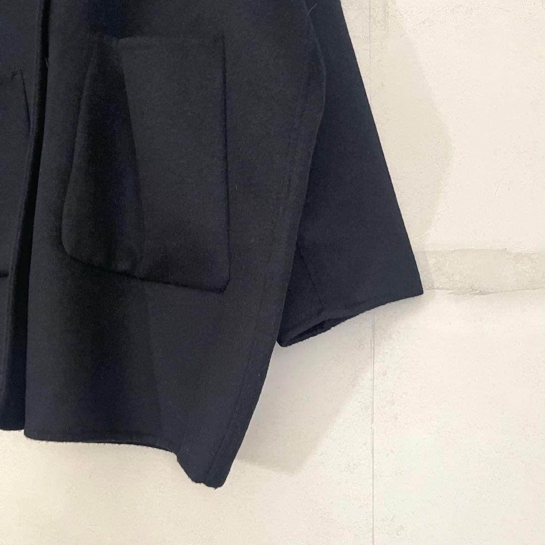 【美品】かぐれ　kagure ウールステンカラーショートコート　ネイビー