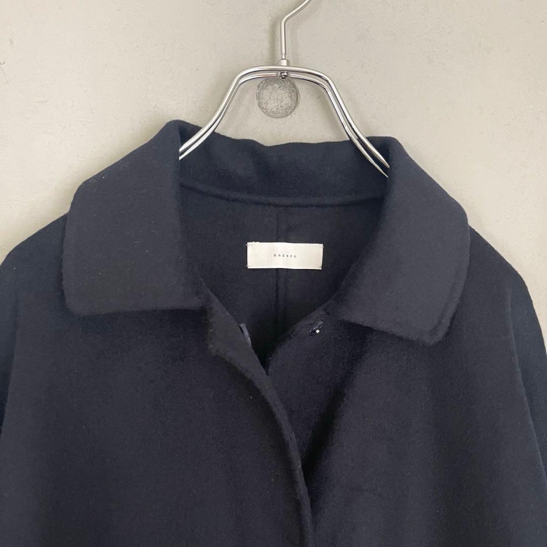 【美品】かぐれ　kagure ウールステンカラーショートコート　ネイビー