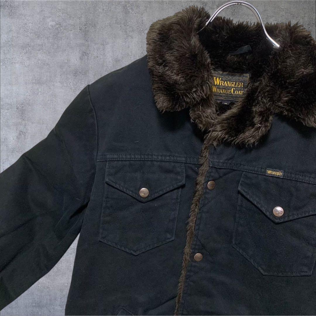 【w867】90s Wrangler ランチコート ジャケット ファー ブラック