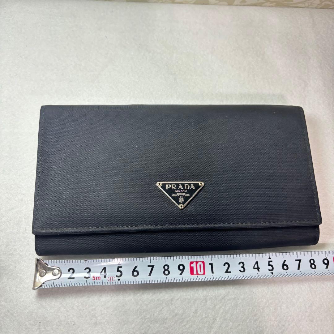 美品　PRADA プラダ　ブラック ナイロン　長財布　二つ折り財布