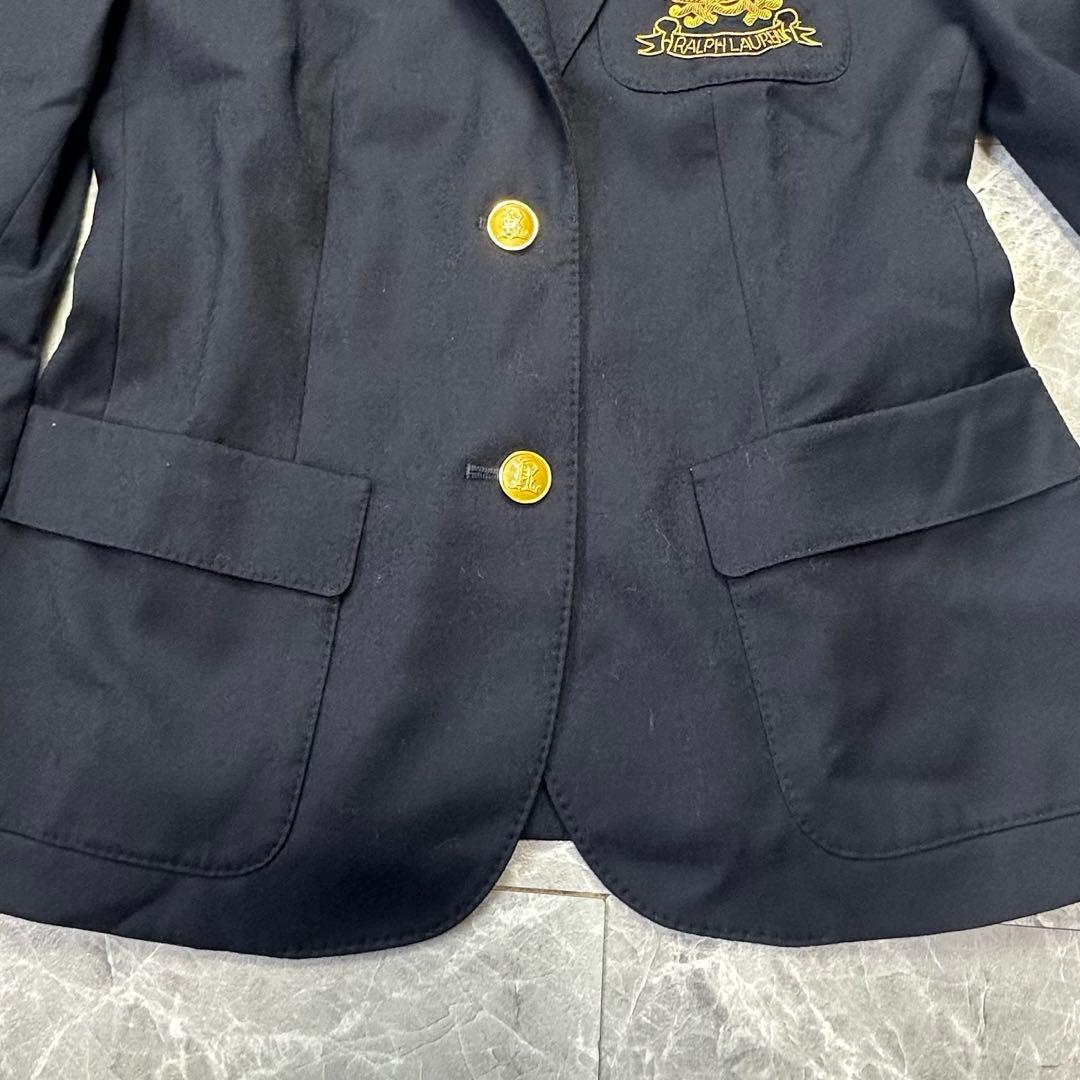 ラルフローレン　紺ブレ　金ボタン　エンブレム　ワッペン　ウール　ネイビー　M
