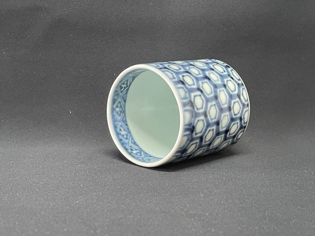 亀甲紋 古伊万里 幾何学文 覗き のぞき 猪口 希少 2