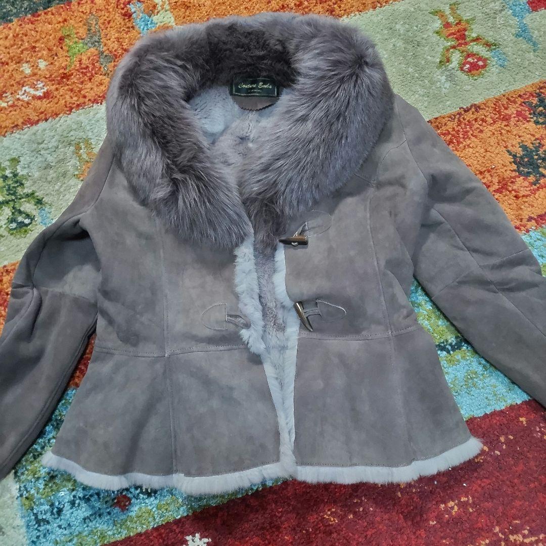 美品　クチュールエンバ レザー毛皮コート