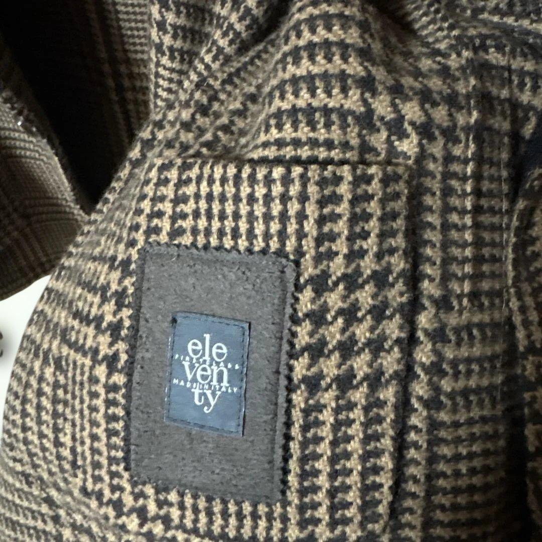 eleventyグレンチェック ブラウン2Bジャケット56 LARDINI