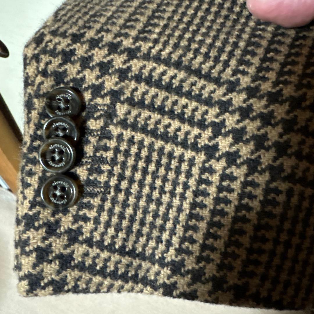 eleventyグレンチェック ブラウン2Bジャケット56 LARDINI