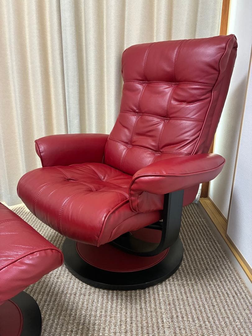 ニトリ リクライニングチェア+オットマン レザー