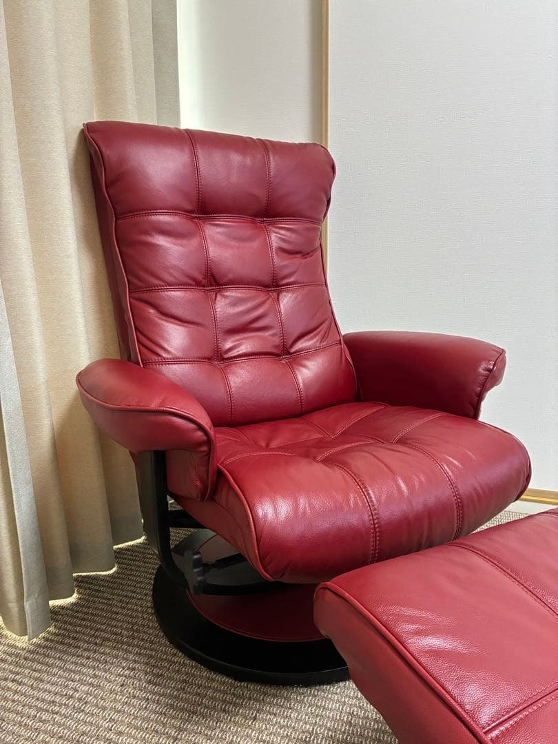 ニトリ リクライニングチェア+オットマン レザー