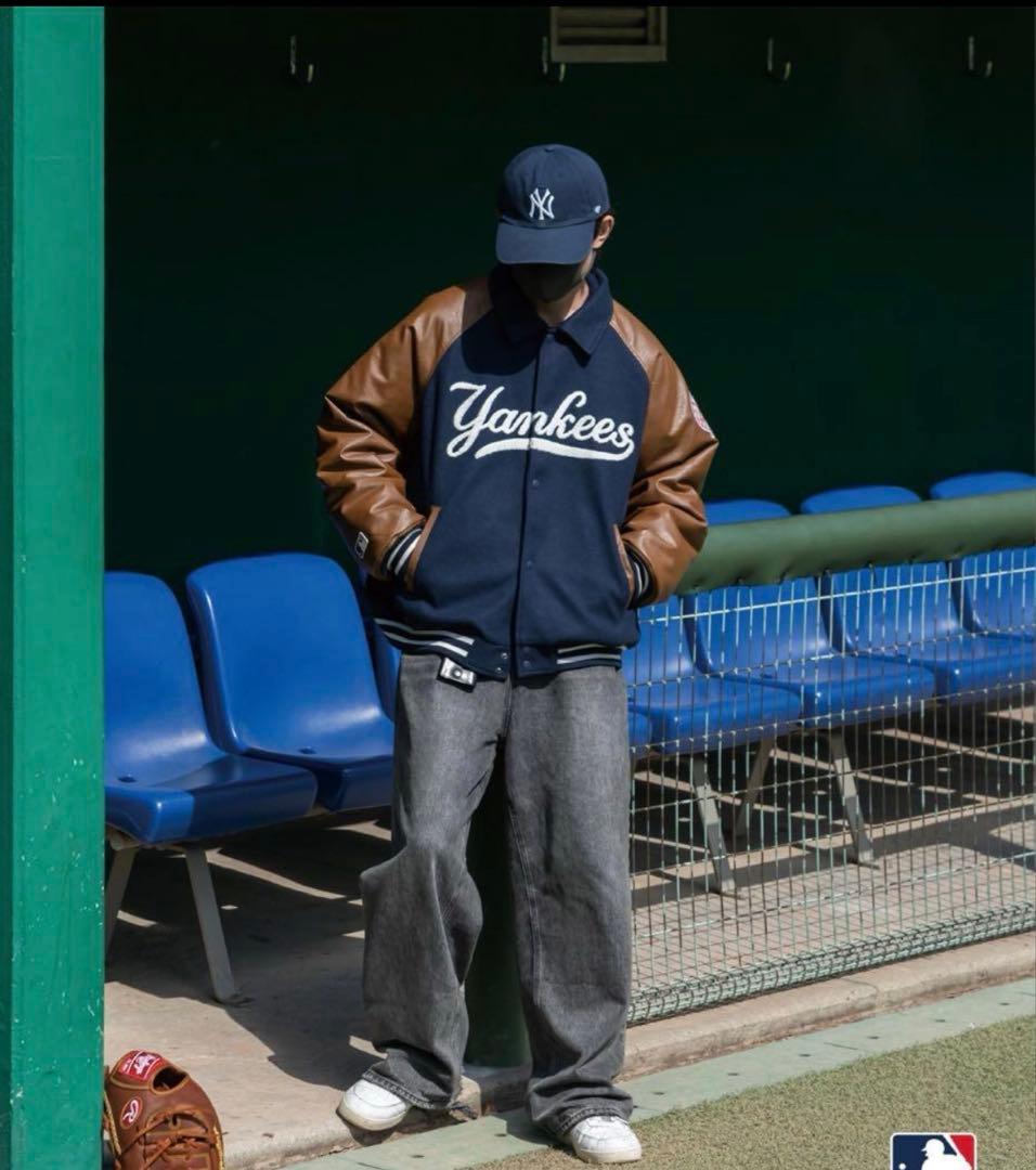 (美品）perushu mlbスタジャン ネイビー Lサイズ