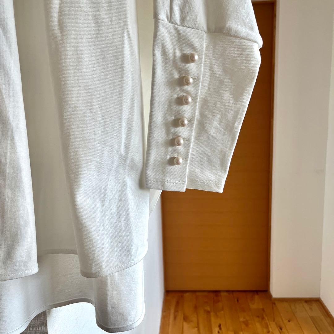 [BEARDSLEY] パールボタンボーダーカットソー