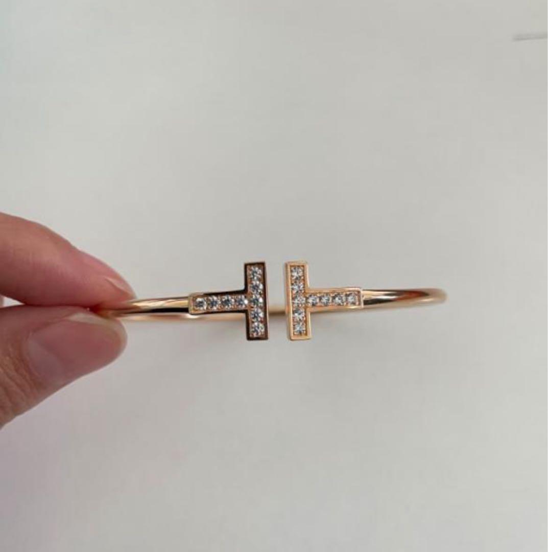 ティファニー ダイヤ　Tワイヤー ブレスレット　PG ローズゴールド