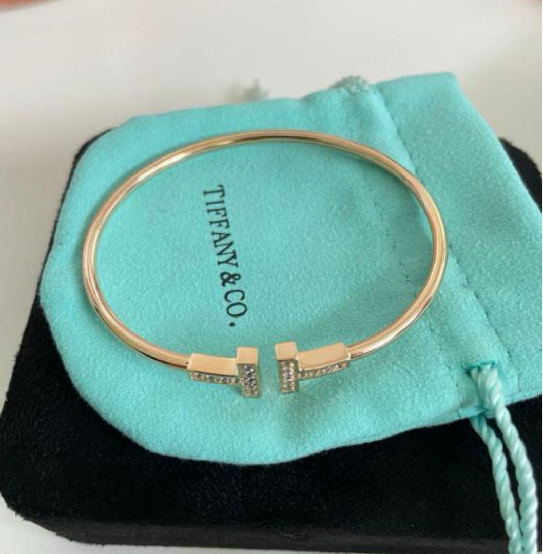 ティファニー ダイヤ　Tワイヤー ブレスレット　PG ローズゴールド