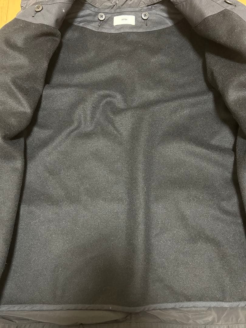 早者勝25AW ATON AIR WEATHER 黒 02 ショートモッズコート