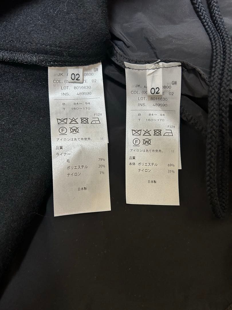 早者勝25AW ATON AIR WEATHER 黒 02 ショートモッズコート