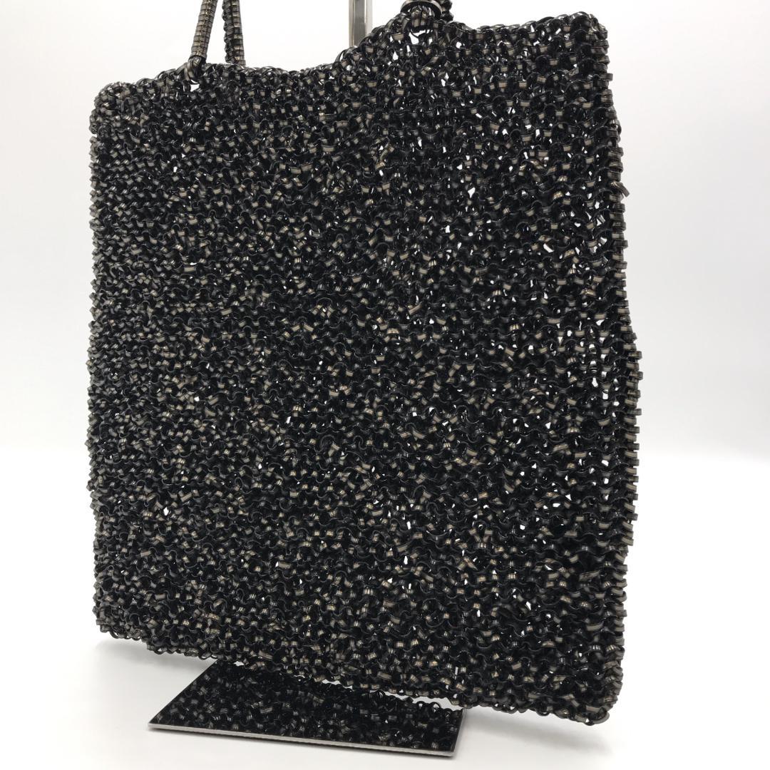 【極美品】 ANTEPRIMA アンテプリマ ハンドバッグ 編み込み 黒 光沢◎
