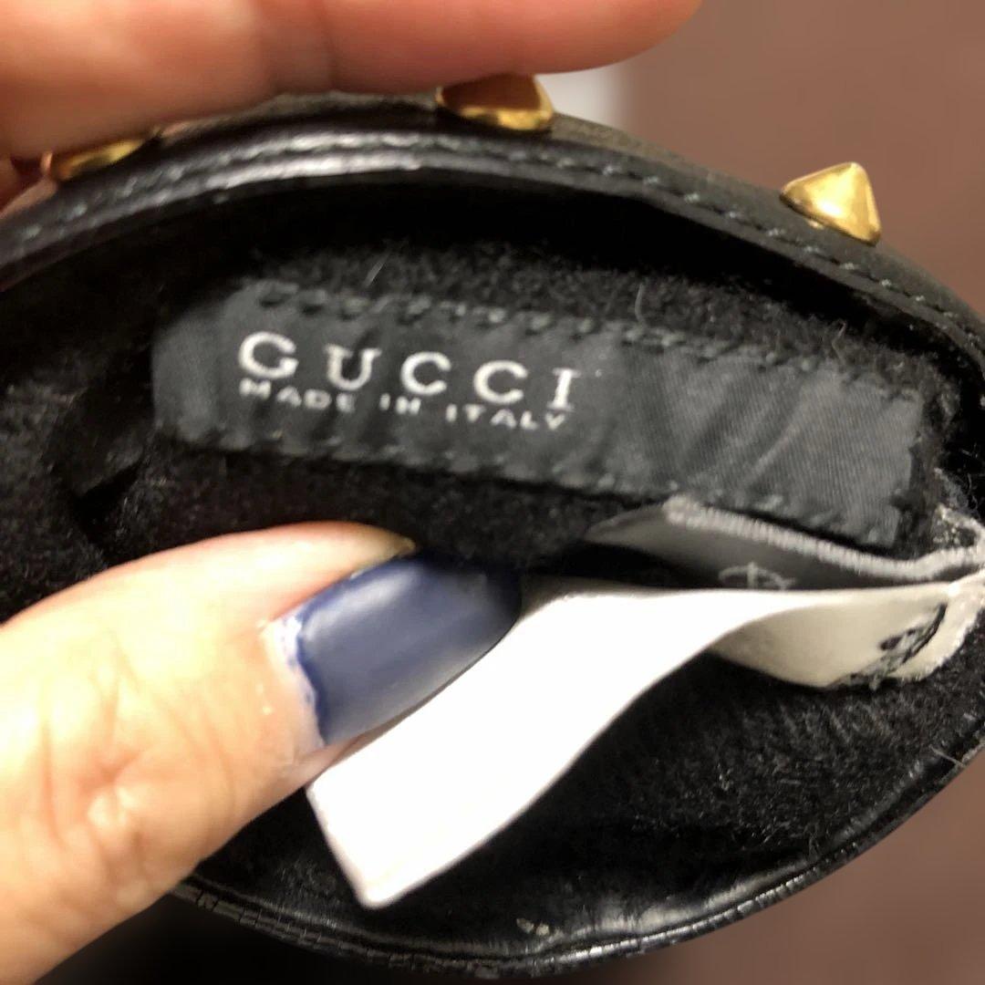 GUCCI スタッズ付き黒レザー手袋