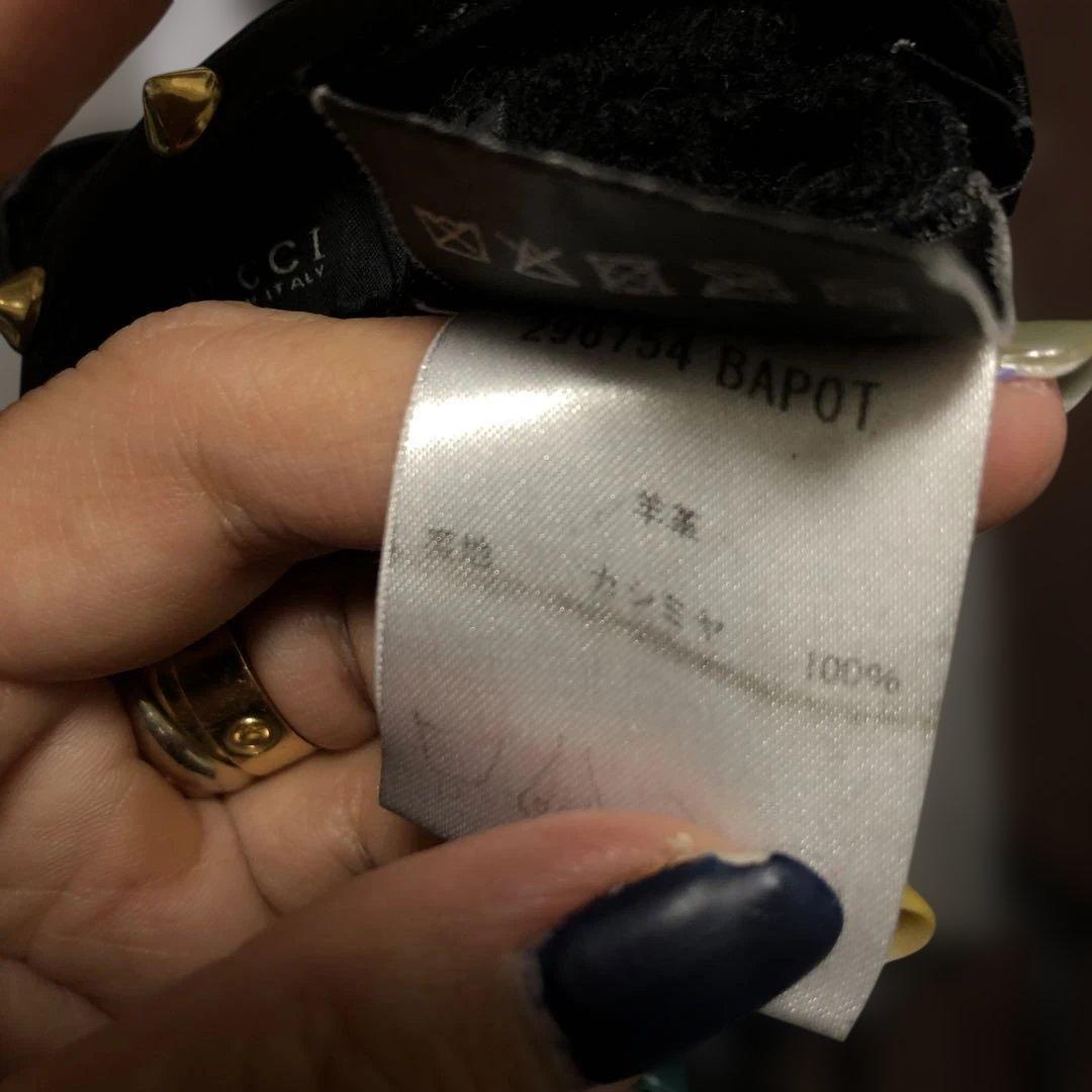 GUCCI スタッズ付き黒レザー手袋