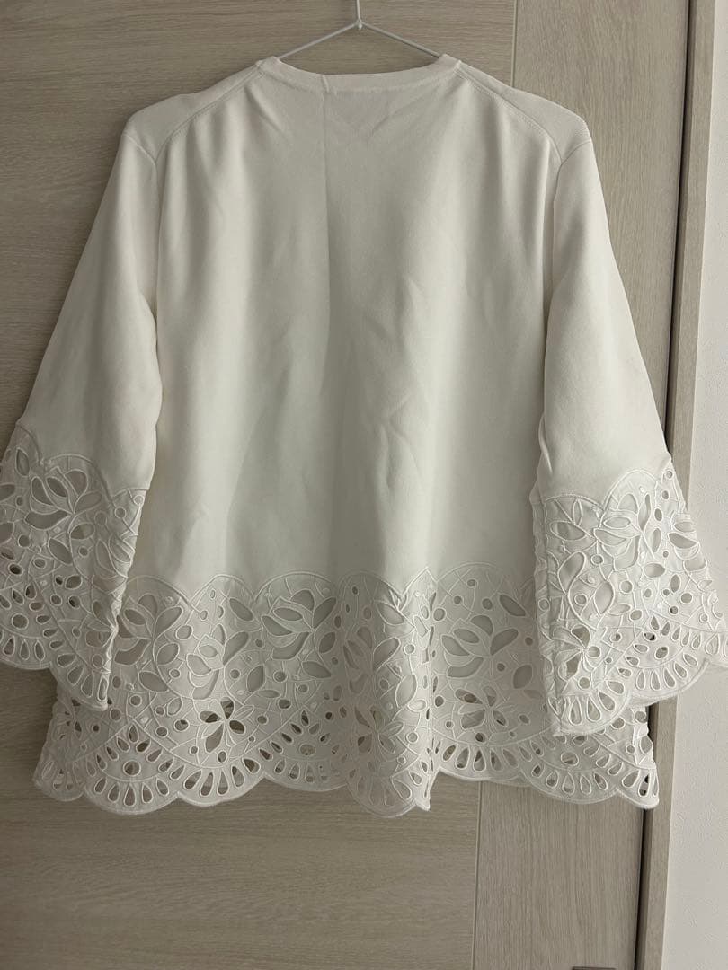 美品 ユナイテッドアローズ スカラップレース コンビネーション ニット ホワイト