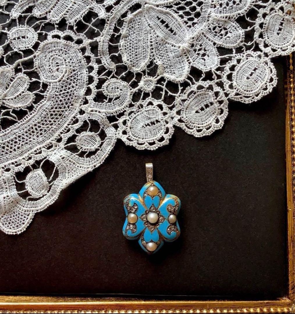 ヨーロッパアンティーク◆ヴィクトリアン シードパール 七宝 ペンダントトップ