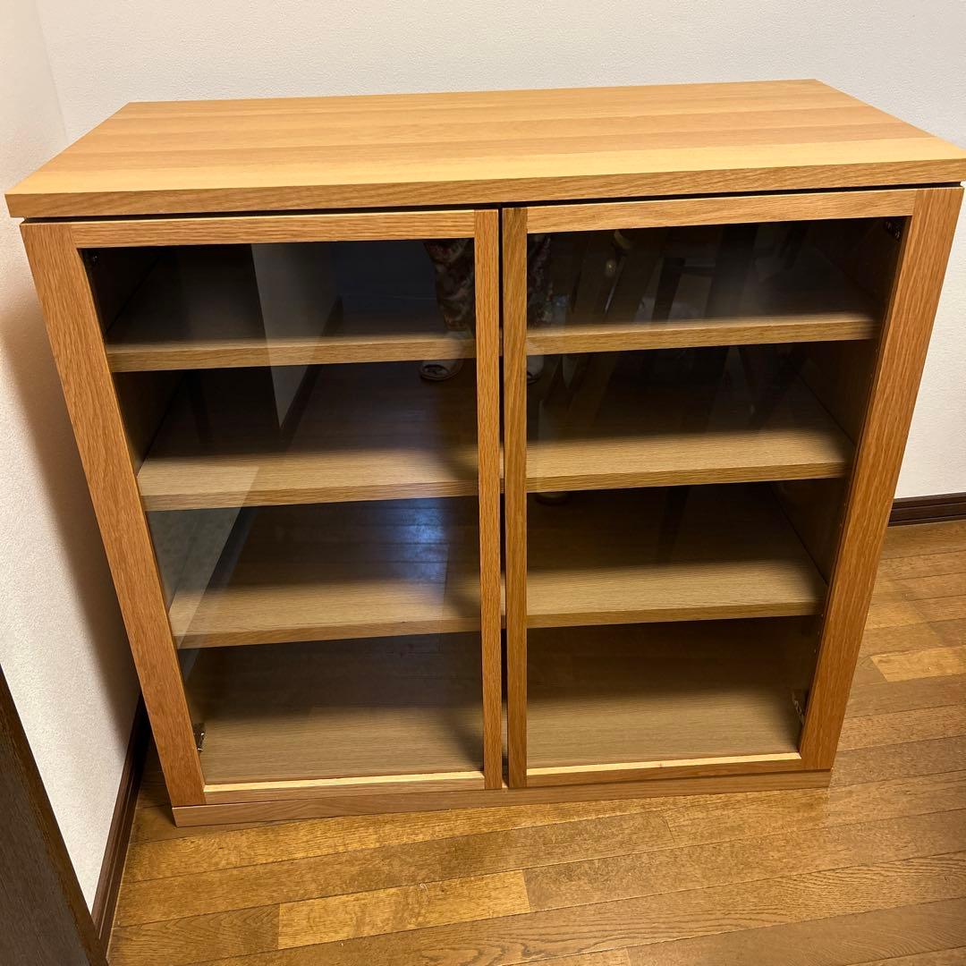 無印良品　木製キャビネット　ガラス扉