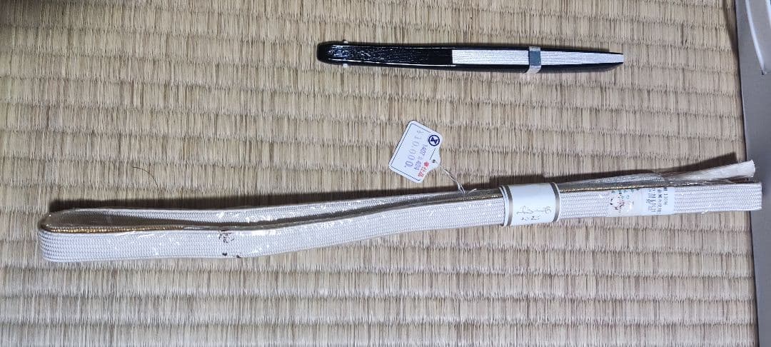 正絹 袋帯:茶金地、よろけに菊桜 長襦袢:薄ピンク地 和装小物 まとめ売り