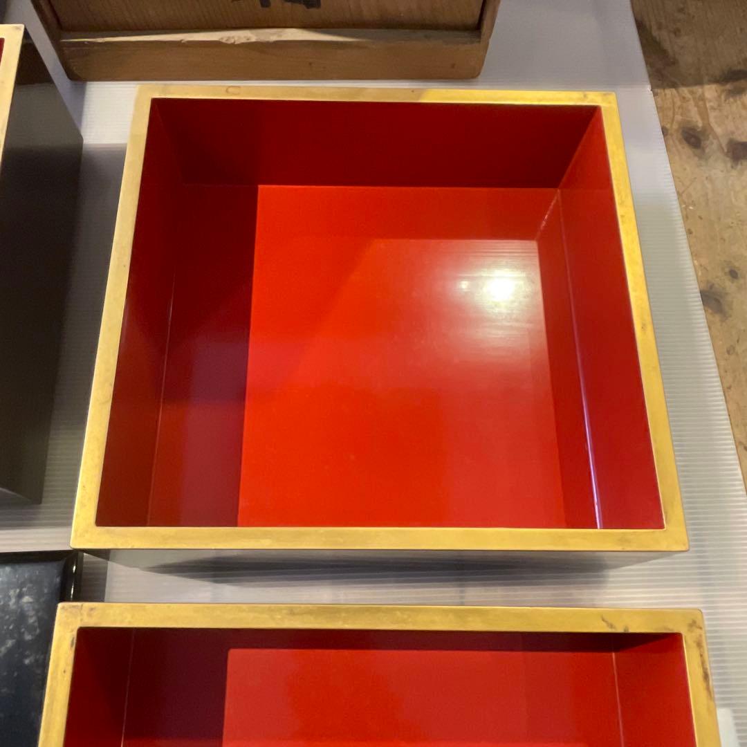 え*こ様 黒塗金紋　大重箱　重箱　年代物　骨董品　工芸品　漆塗り　インテリア　希