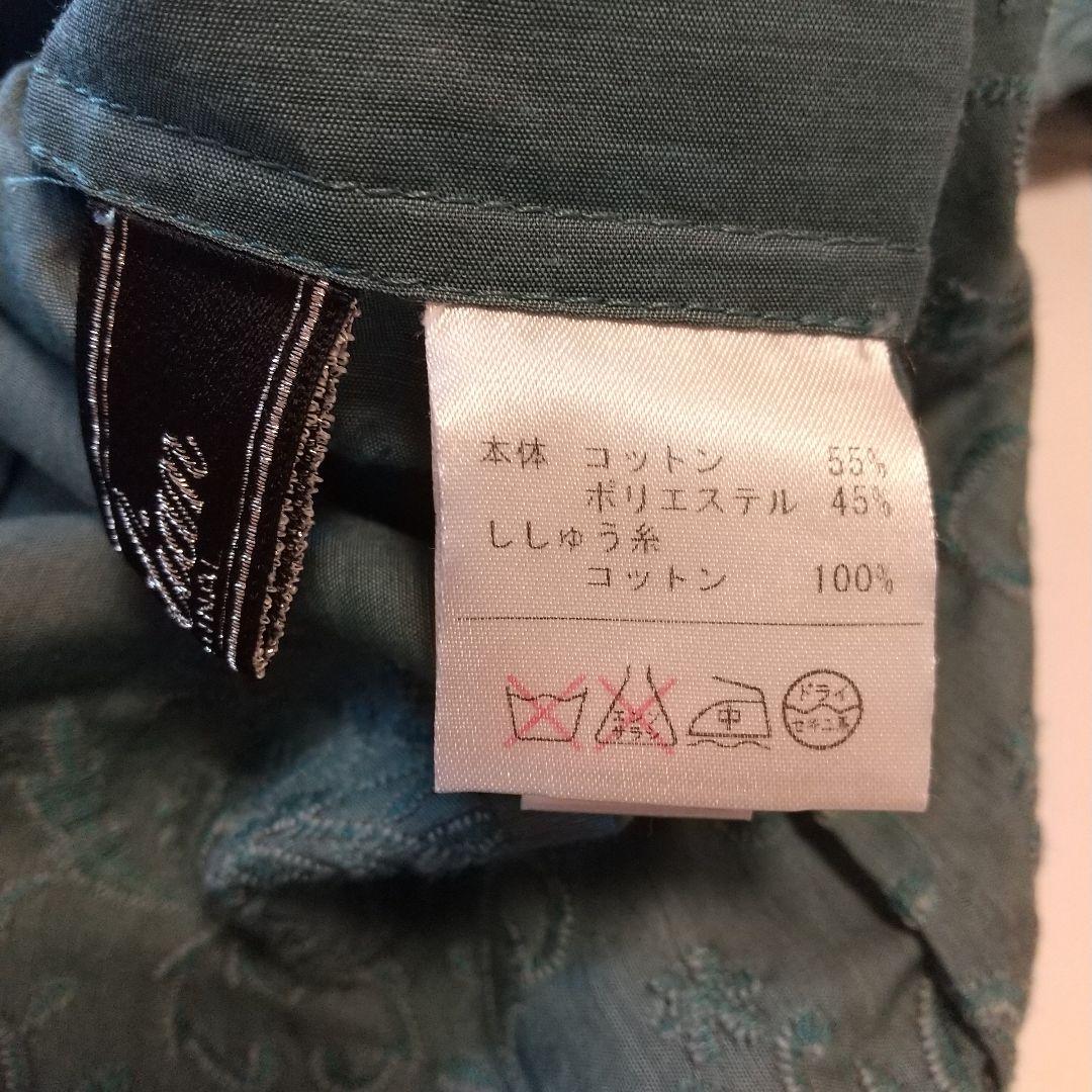 レリアン Lelian 青緑 刺繍飾り エレガント五分袖 チュニック