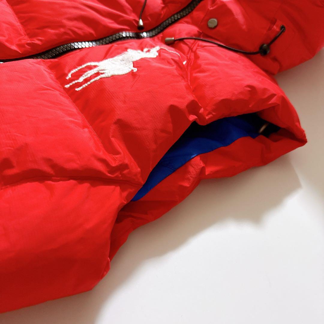 ポロラルフローレン ビッグポニー刺繍 ダウンベスト フード 2way 赤 XS