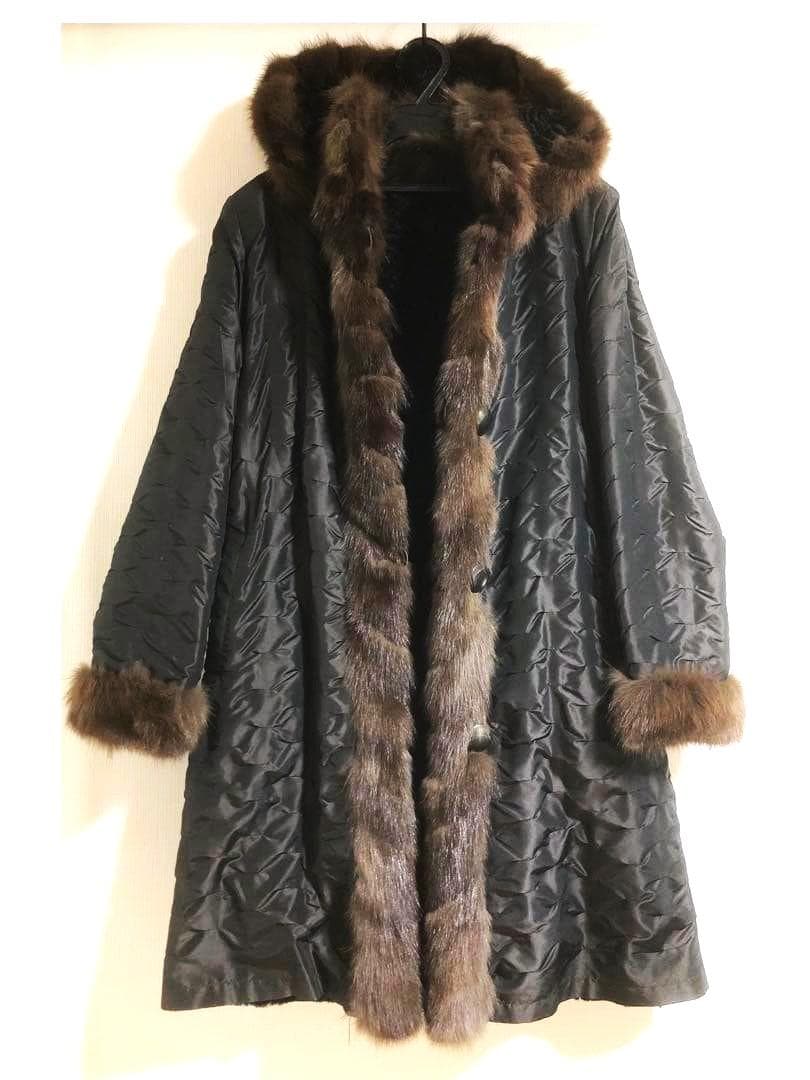 ウィーゼル セーブル シルク☆フード付き リバーシブル コート （株）北川☆１１