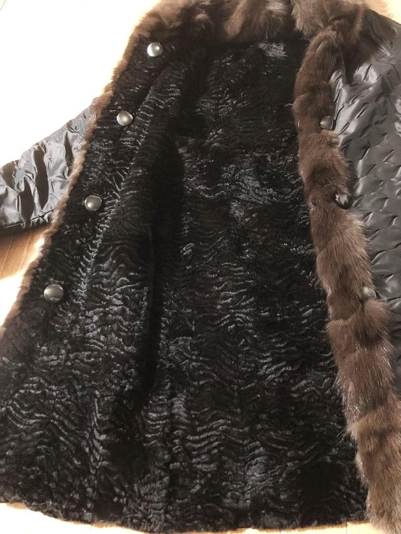 ウィーゼル セーブル シルク☆フード付き リバーシブル コート （株）北川☆１１