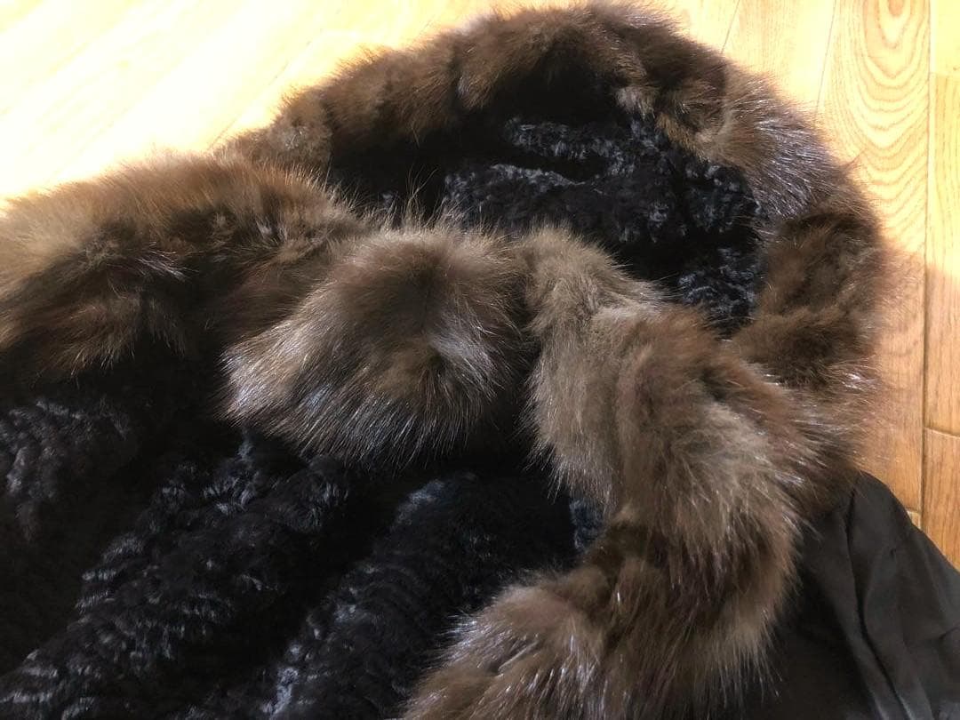 ウィーゼル セーブル シルク☆フード付き リバーシブル コート （株）北川☆１１