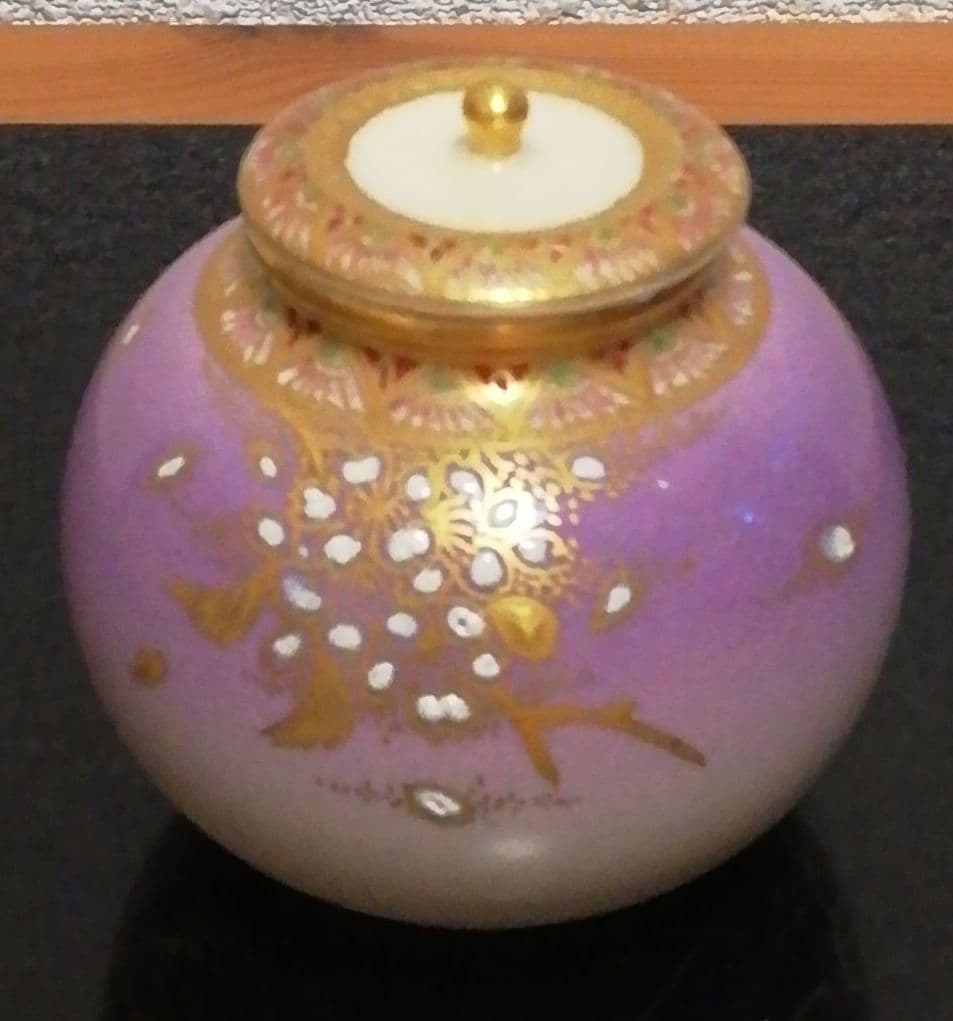 USER　新妻守作　江月窯　薩摩焼　花図　茶入　共箱　略歴付　茶道具