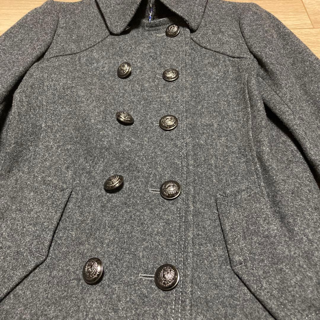 美品　バーバリーブルーレーベル　 Pコート ダブル ノバチェック38 銀ボタン