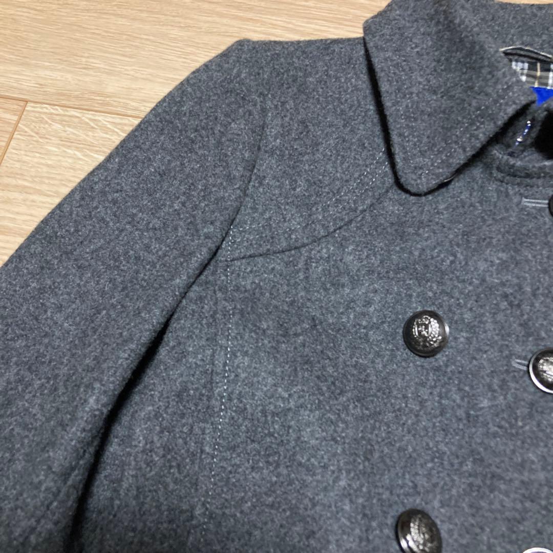 美品　バーバリーブルーレーベル　 Pコート ダブル ノバチェック38 銀ボタン