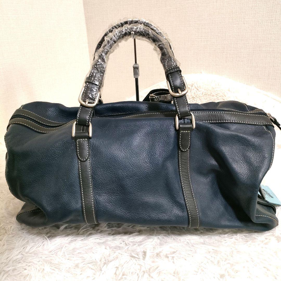 JFA×KIRIN ボストンバッグ 本革 ネイビー ブラック デッドストック